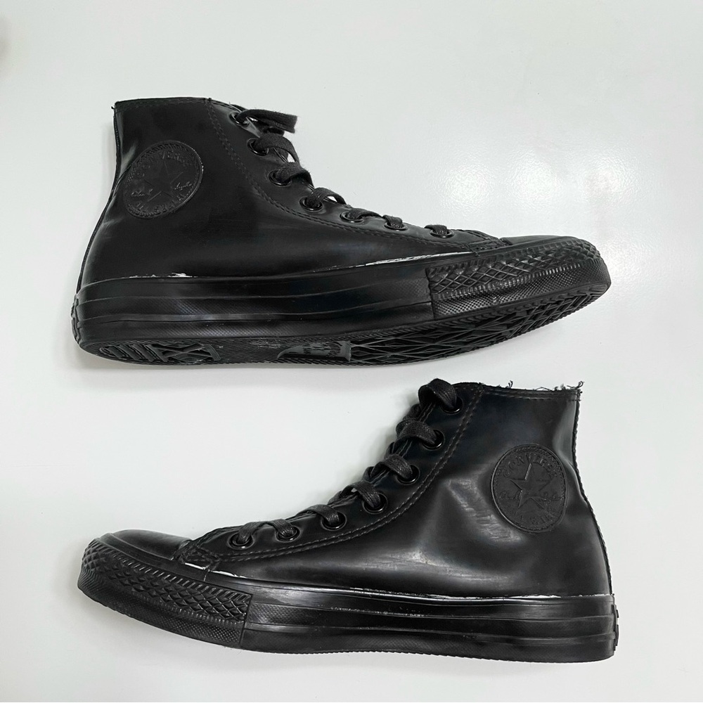 Converse Chuck Taylor All Star Hi Top Black Mono Rubber Rain Sneakers